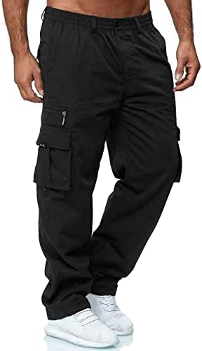 Calça de carga masculina de adssdq, lounge work work calça de cargo de primavera homens calças de bolso sólidas equipadas