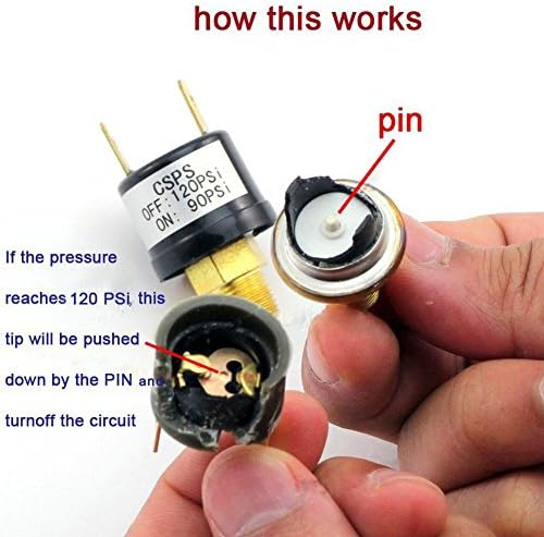Válvula de compressão de pressão de pressão para uso pesado 90-120 PSI para cor de compressor de ar preto