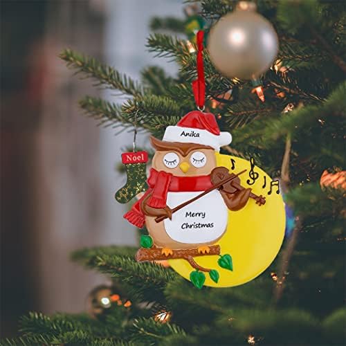 Ornamento de Natal de Owl de violino personalizado 2022 Presentes de lembrança de Natal fofos para crianças, netos, amigos