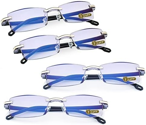 Luff óculos de leitura sem aro leves - 4paris azul bloqueando lentes transparentes lentes óculos