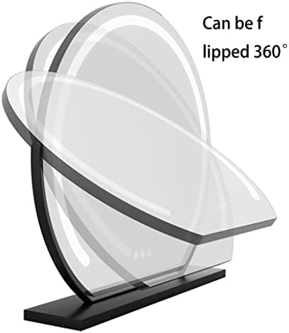 Fifor 360 ° Espelho rotativo com luzes para maquiagem penteadeira, espelho de vaidade com luz LED diminuída de toque, 3 cores iluminante, plug in Fonte de alimentação
