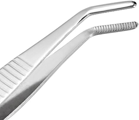 UXCELL 5 PCS Tweezers de aço inoxidável de 5 polegadas com ponta serrilhada curva