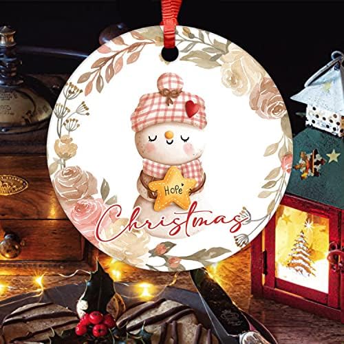 Ornamento de cerâmica redonda de boneco de natal grinalda ornamento de natal