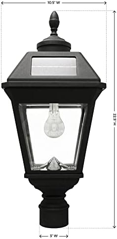 Gama Sonic Imperial Bulbo Solar Post Outdoor Post Light, Alumínio Preto, Ajustador de 3 polegadas para postes de lâmpada ou montagem