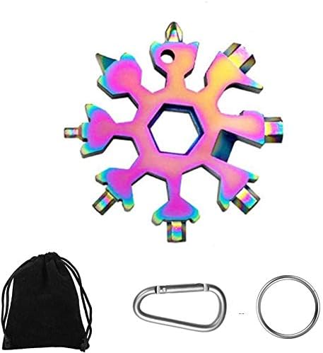 Snowflake multi-ferramenta e 18 em 1 aço inoxidável Ferramenta de floco de neve com bolsa de presente, anel-chave e clipe