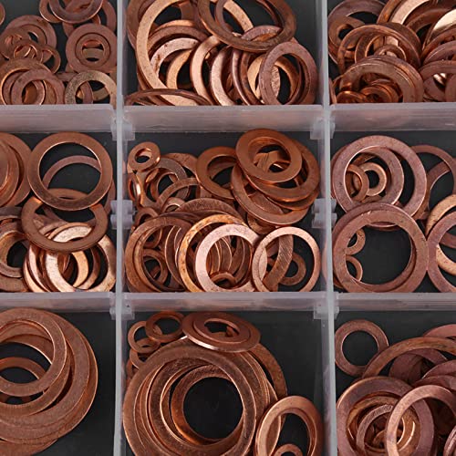 Arruelas de vedação de cobre, 18 tamanhos bem feitos lavadoras de ponte de poço de plugue arruels de anel plano para