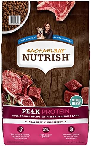 Rachael Ray nutrish Peak Beef, carne de veado e cordeiro 23 libras de cachorro seco com alimentos de pico de aventura pacote