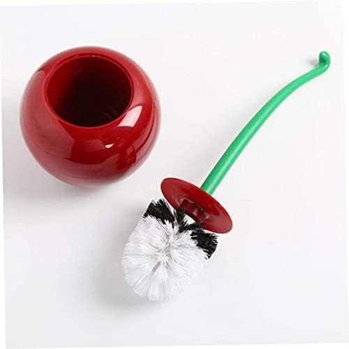 Escova de vaso sanitário em forma de cereja pincel de hanosco comprido pincel banheiro banheiro curvado pincéis limpos com suporte de vinho vermelho