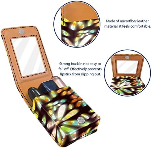 Caixa de batom de oryuekan com espelho bolsa de maquiagem portátil fofa, bolsa cosmética, arte de flores abstrato