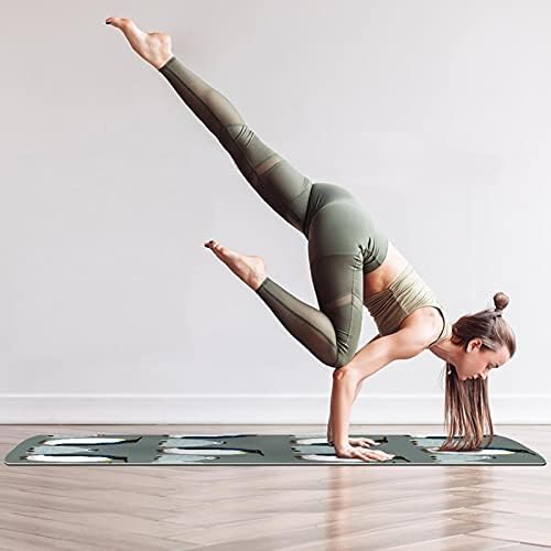 Mat de ioga extra espessa de 6 mm, pinguim cinzenta impressão ecológica TPE TECSTS MATS PILATES COM ioga, treino, fitness e exercícios de piso, homens e mulheres