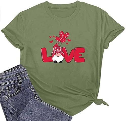 Camiseta feminina para o dia dos namorados camisetas gnome tees de camisa adorar camisa para mulheres tops de férias de manga curta