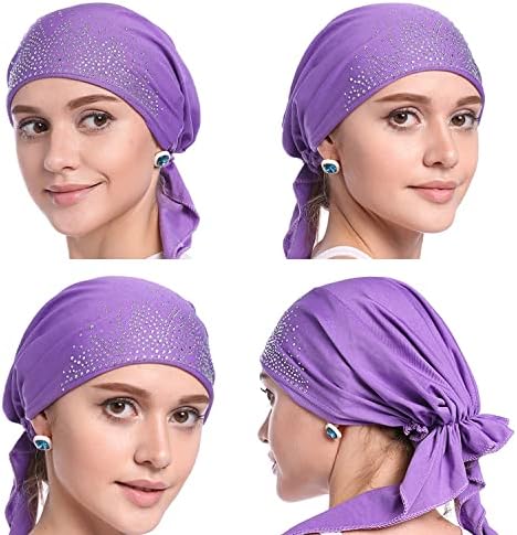 ALEDLE Crystal Chemo Hat plissado amarrado heltewrap woman's elarty bandana bandana Turban Cap