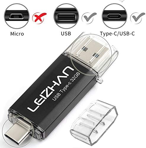 Leizhan USB C Drive flash de 32 GB Tipo C Drive de polegar para Samsung Galaxy S10, S10E, S9, S8, S8 Plus, LG G5 G6, Google Pixel