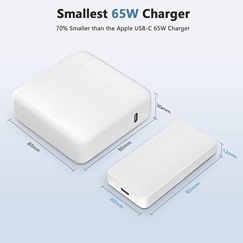 Topsell Mac Book Pro Charger - GAN 65W USB C Adaptador de energia rápido compatível com o MacBook 16, 15, 14, 13