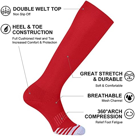 Fitrell 2/3 pacote de beisebol meias de softball de futebol para crianças jovens homens e mulheres Over-the-Calf Knee High Socks
