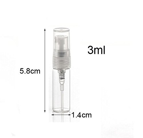 Elfenstal- 10pcs mini clear 3ml 1/6oz atomizer fino névoa de vidro vazio garrafa spray de spray recarregável perfume de perfume