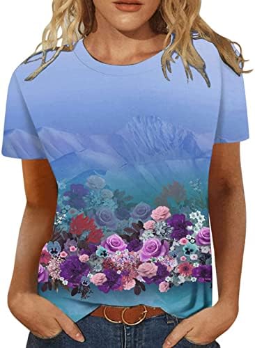 Camisa de blusa gráfica de Summer de outono de Anoo para fêmea de manga curta 2023 Roupas Crewneck Cotton Lounge LOUS