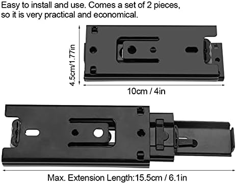 Guia do trilho de slides, mini -curto gaveta slides de móveis Guia de móveis de 45 mm de largura de largura Extensão completa Clupa de hardware de cozinha Caixa de hardware preto preto