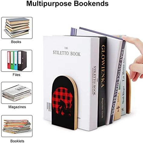 Bigfoot Buffalo Plaid Lua Full Books Livros Decorativos Print Wood Livro final para Shelve Pack de 1 par