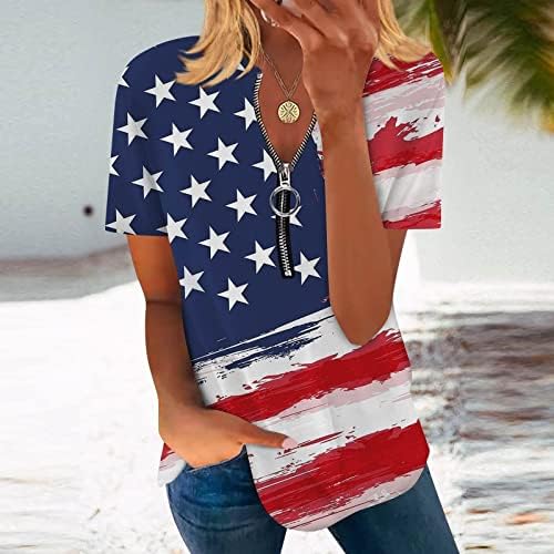 Blouses de tamanho grande para mulheres, mulheres tops Independence Day camise