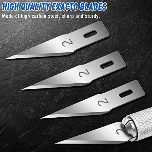 Faca artesanal de 16 peças com 100 pacote de faca exato reabastecendo lâminas de lâmina #2, Sk5 Carbon Steel Exacto Blades Refil Refil Craft Art Knife Substitui