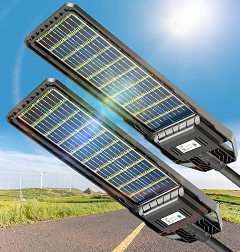 BNT [2023 Upgrade] 1000W luzes externas solares, 6500k 100000lm Luzes de rua solares ao ar livre com IP66 à prova d'água, anoto