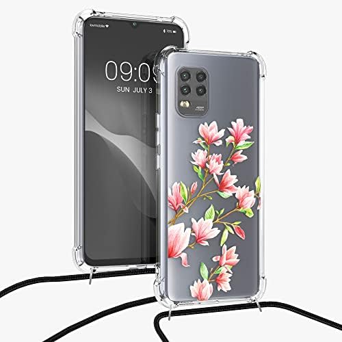Case de Crossbody Kwmobile Compatível com Xiaomi Mi 10 Lite Case Strap - Magnolias rosa/branco/transparente