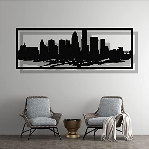 Arte da parede de metal dekadron, silhueta de Louisville Skyline City, decoração de parede de metal, decoração de escritório em casa,