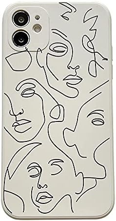 Zelimeri Compatível com Apple iPhone 12 Case Linha de arte Abstract Face Design Fashion Silicone Cover Casos de proteção