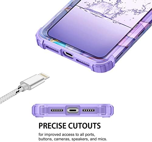 HEKODONK PARA IPHONE XS MAX CASA, Proteção de choque pesado Proteção à prova de choque rígido+caixa de proteção híbrida de borracha de silicone para iPhone XS max mármore roxo