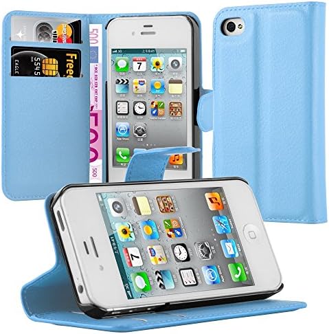 Caso Cadorabo Book Compatível com Apple iPhone 4 / iPhone 4s no céu azul - com fechamento magnético, função de suporte e slot de cartão - carteira etui capa bolsa de couro pu de couro