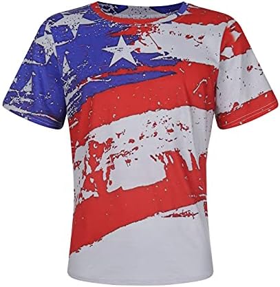 Zefotim mass quarto de julho camisa de manga curta o pescoço camisetas de bandeira americana