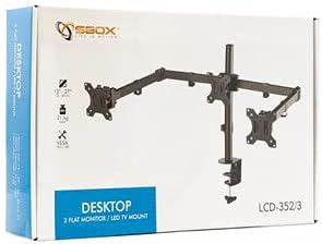 São de mesa Sbox LCD-352/3 com braço para 3 telas de 13 a 32 polegadas, vesa 75 x 75 e 100 x 100, inclinar e girar 30 kg