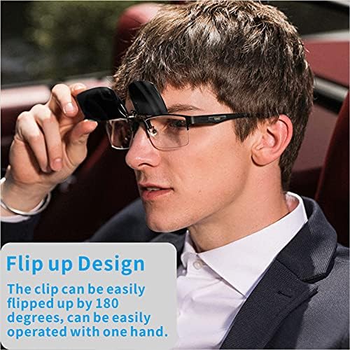 CLIP-ON POLIP-ONGUE METAL CLIP ELENTES DE SUNS SUNGLESS para homens, adequados para óculos de miopia prescritos e copos de leitura,