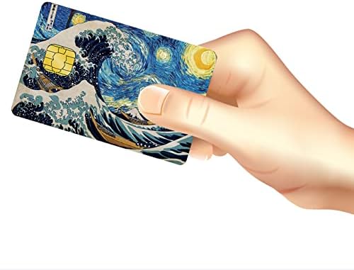 O cartão de crédito abrange a pele com a onda japonesa Kanagawa | Vinil removível à prova d'água sem bolhas Anti -quedas de débito capa de capa de cartão para débito, cartão de crédito - Proteção e personalização do cartão bancário