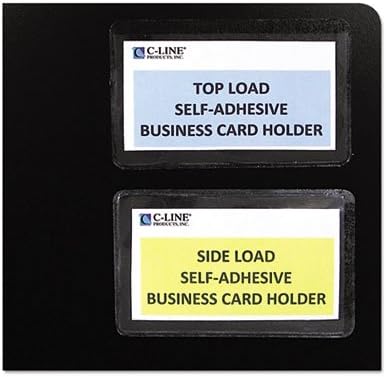 Titulares de cartões de visita auto-adesivos, carga lateral, 3 1/2 x 2, limpa, 10/pacote