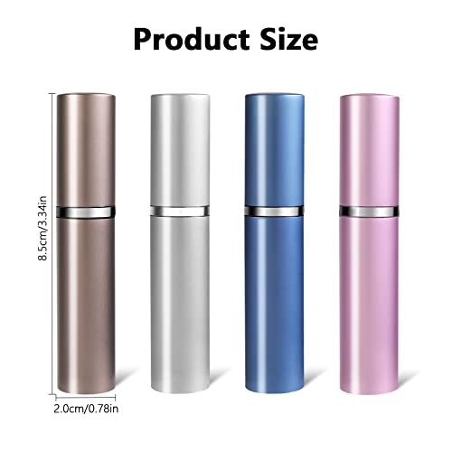 PWSAP 4 pacote de 1 oz Vacuum Cosmetic Travel Recurter e 5ml/0,2 oz de perfume reabastecível de perfume portátil garrafa de atomizador