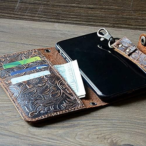Yiyus compatível com iPhone 12 6,1 polegadas 12 Pro / 12 5G Caixa de carteira de couro genuína