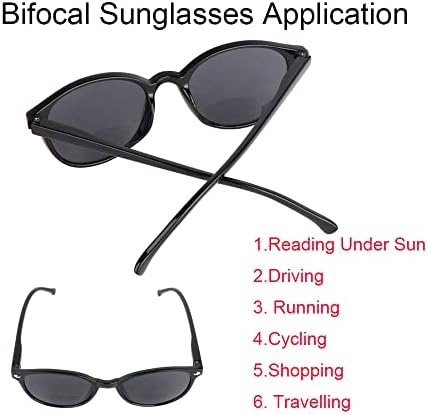Ysorisox 3 pacote de óculos de leitura bifocal para mulheres incluem 1 óculos de sol bifocais, copos de olho de gato retro de dobradiça de primavera