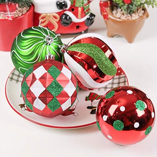 Valery Madelyn 9ct 100mm Classic Collection Splendor Splendor Red Green White Christmas Ball Ornamentos, bolas de Natal à prova de Natal para decoração de árvores de Natal