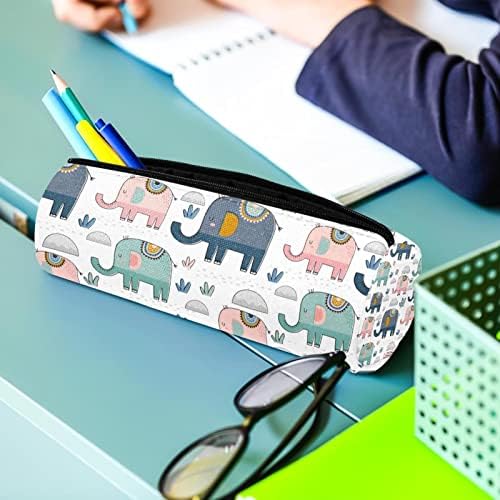 Pink Green Navy Elephants Cactus Lápis Case Student Peipa bolsa zíper bolsa de maquiagem Bolsa de cosméticos para estudantes Escola