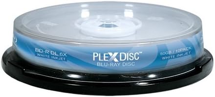 PLEXDISC 645-212 50 GB 6X Blu-ray Double Camada Branca Jato de Jato Branco Disco BD-R DL, Eixo de 10 Discos