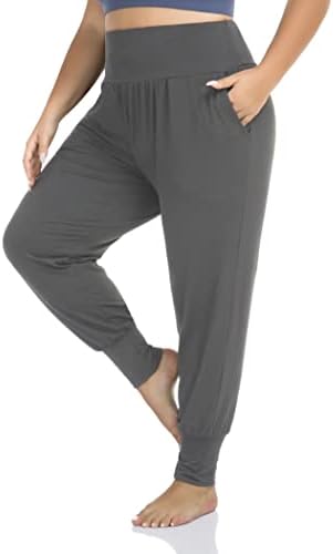 Zerdococean feminino plus size ioga casual joggers confortáveis ​​calças de lounge soltas com bolsos