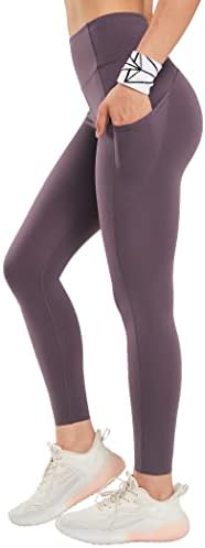 Leggings de Yvette com bolsos para mulheres Tommes Controle de alta cintura High Workout Treino Excelente Executa
