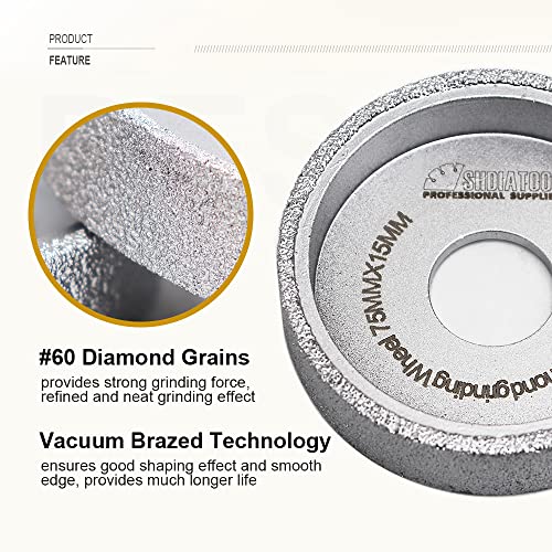 Roda de moagem de diamante de 3 polegadas de 3 polegadas, altura de 10 mm de altura do disco de retificação manual do disco para rocha de granito de mármore de pedra