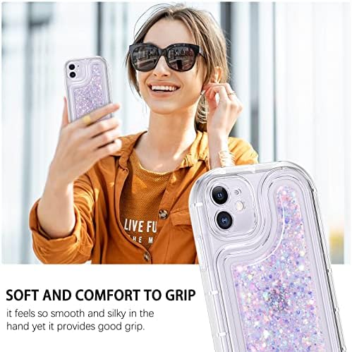 Caixa de Duedue para iPhone 11 Glitter Case, brilho no brilho escuro Sparkle Shiny Full Body Protective Tampa de proteção à prova
