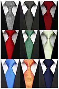 Wehug lote 9 pcs tie masculino clássico tie tie de seda tecido jacquard gravatas laços sólidos para homens