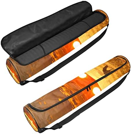 Ratgdn Yoga Mat Bag, Africano Zebra Sunset Exercício ioga transportadora de tapete full-zip yoga tape