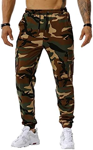 Calças de carga de camuflagem para homens se encaixam na moda solta calça de bolso de pocketjeans de ferramentas de