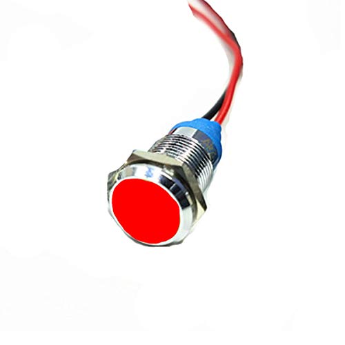 4 PCs Luz indicadora de metal 12 mm, sinal de 6V Luz de segurança à prova d'água do sinal de segurança com fio de 15 cm, vermelho